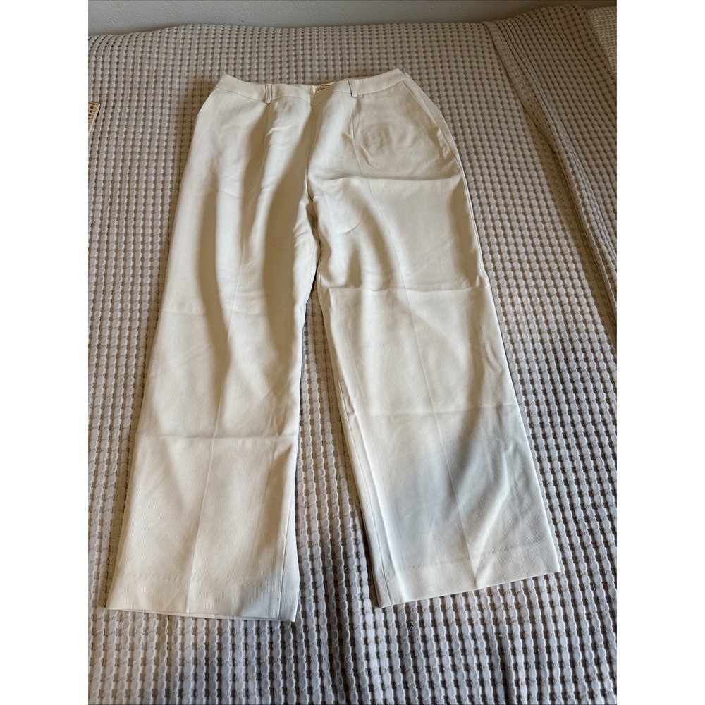 Vintage Talbots Women's High Rise Dress Pants 14P Off-White Pull On Side Zip